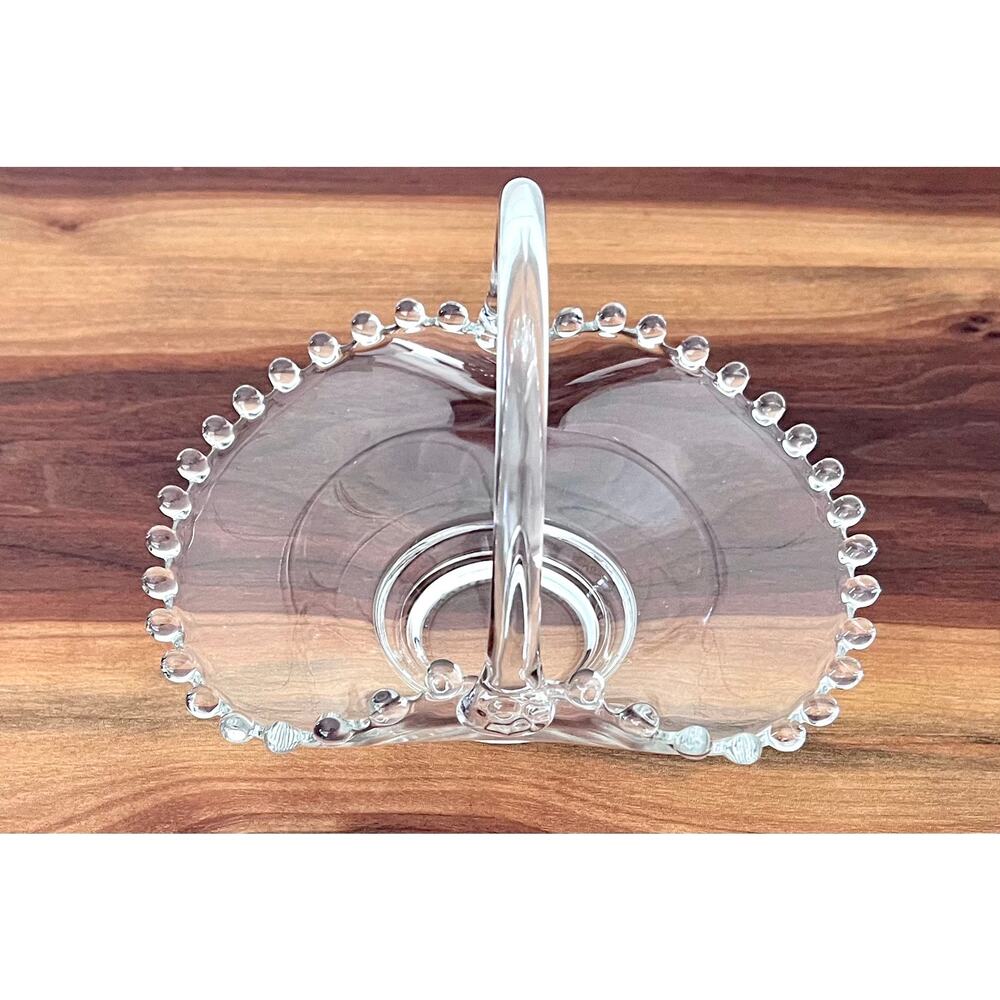 Vintage Imperial Candlewick Dot Glass Basket Trinket/Candy Dish
